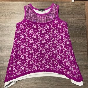 George Purple lace tank top Sz M (7-8)